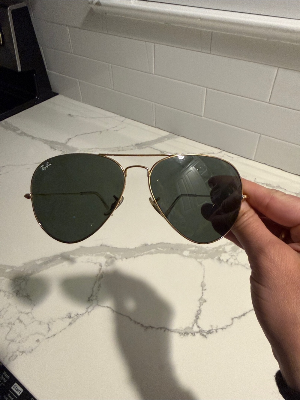 Ray-Ban Aviator Sunglasses - Gold Frame with Dark Green Lenses